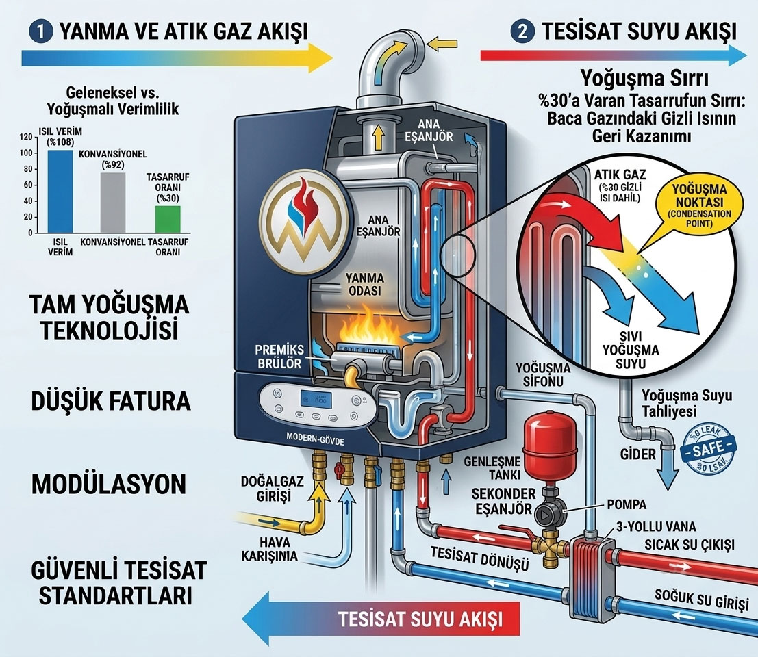 Yoğuşmalı Kombi Nedir, Nasıl Çalışır? %30’a Varan Enerji Tasarrufunun Sırrı