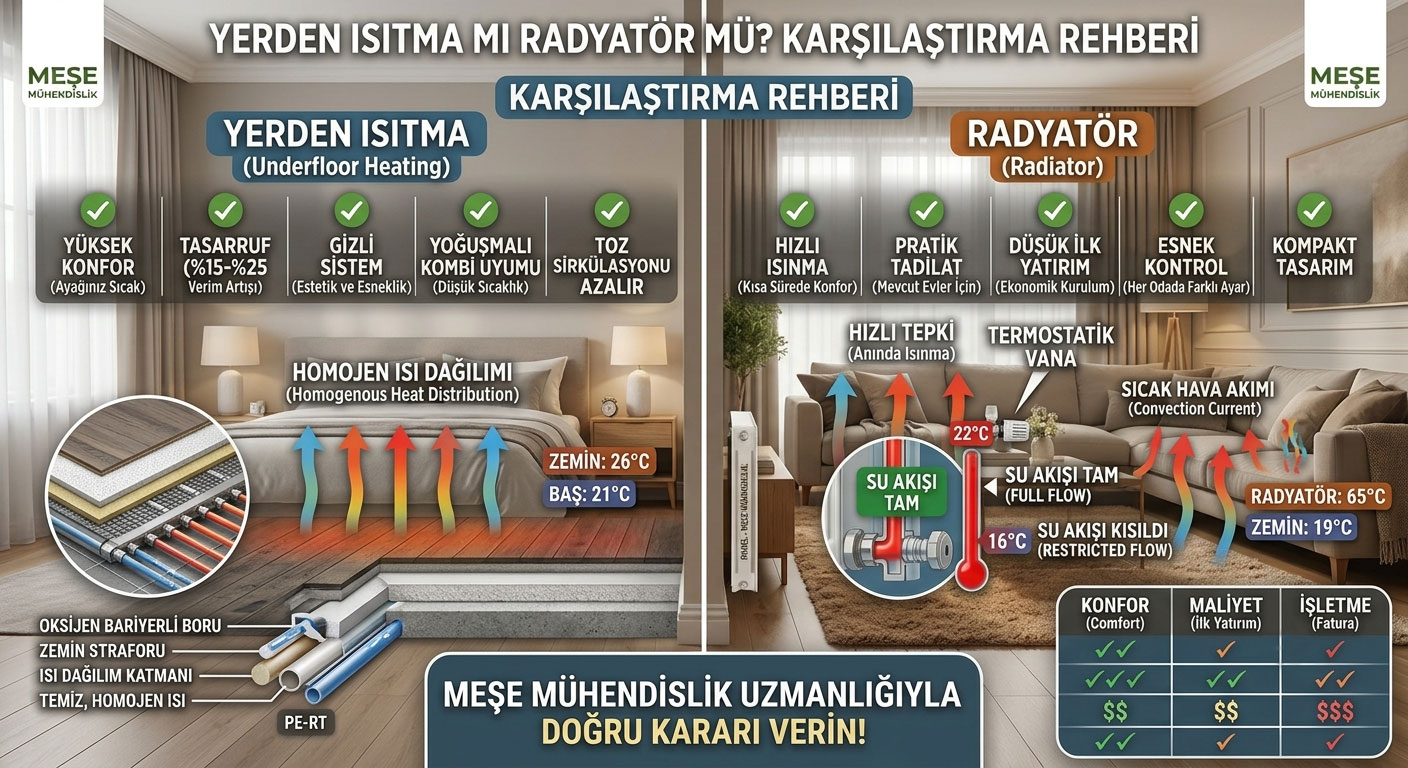 Yerden Isıtma mı Radyatör mü? Konfor, Maliyet ve Verimlilik Karşılaştırması